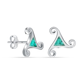 LeCalla 925 Sterling Silver Celtic Stud Earrings for Women | Turquoise Triskele Studs Earrings | Womens Celtic Knot Triskelion Stud Earrings 10MM
