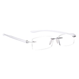 BLUELESS Rimless Reading Glasses Small Readers Men Women（Transparent）