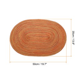 QUARKZMAN Pack of 6 Oval Braided Placemats 20 Inch Non-Slip Oval Placemats for Dining Tables Washable Heat Resistant Woven Placemats for Indoor and Outdoor Use for Holiday Dinners, Orange