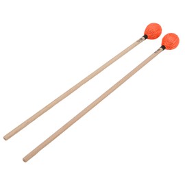 1 Pair Marimba Mallets Medium Hard Yarn Head with Maple Handle for Percussion Playing MQ‑06Orange