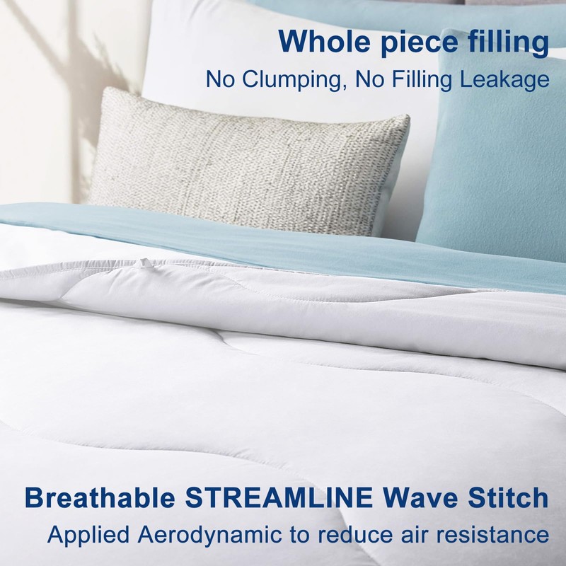 MEELUS Lightweight Comforter Cooling White, All Season Duvet Insert Breathable