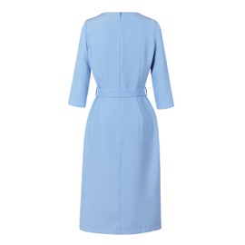 Wellwits Women's Vintage Feather Flower Pin Work Formal Sheath Dress Light Blue M