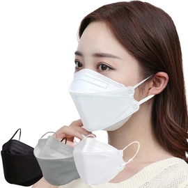 (10, White) Willow Leaf Shape, 3-Tier Construction, Diamond Shape, Mask, High Performance, Non-woven Mask, Gray, Black, White, 3 Colors, Non-woven Fabric, 4-Layer Filter, Anti-Fog, Prevents Glasses from Lipstick