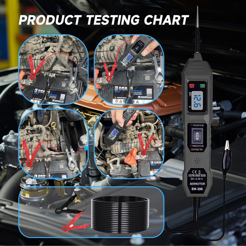 Voltage Tester Pen, Car Circuit Tester, 6-48 V DC Car