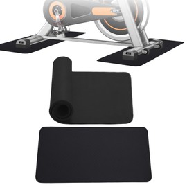 2PCS Non-Slip Mat for Peloton Bike, Concept 2 Rower, 6mm (0.24in) Thick, Exercise Bike Mat for Hardwood & Carpet, Floor Protection for Treadmill & Indoor Equipment, Home Gym Accessories