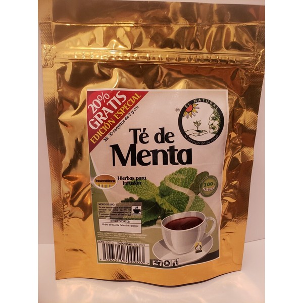 MINT TEA-TE DE MENTA 30 Bags/sobres 100% Natural Digestivo, Acidez, Flatulencias
