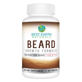 Best Earth Naturals Beard Growth Formula for Men Vitamins, Nutrients, Biotin, Saw Palmetto, and PABA for Facial Hair Growth 30 Count