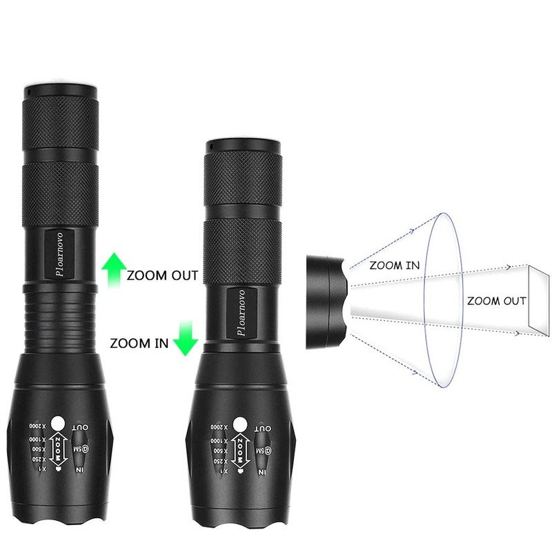 Hunting Flashlight - Green LED Handheld Light - Zoomable, Water
