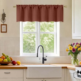 Simplebrand Terracotta Valance for Windows, Short Blackout Curtains for Kitchen/Small Windows with Rod Pocket，Thermal Insulated Solid Curtain Valance, Each 60Wx14L Inches, 1 Piece