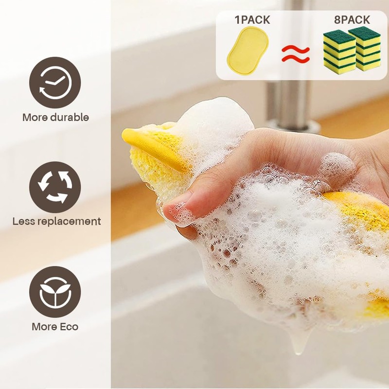 Mis.Moon Pack of 10 Kitchen Sponge Cleaning Sponge, Double-Sided Microfibre