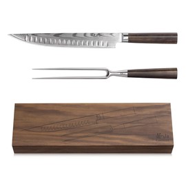 Cangshan HAKU Series 2-Piece Carving Set with Walnut Box, Forged X-7 Damascus Steel, 501158