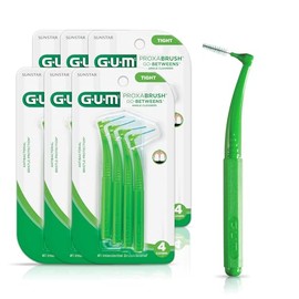 GUM Proxabrush Go-Betweens - Angled- Interdental Brushes - Soft Bristled Dental Picks for Plaque Removal Health - Safe for Braces & Dental Devices, 4ct (6pk)