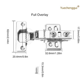 Cabinet Hinges Kitchen Cupboard Hinges, Bedroom Wardrobe Door Hinges for Bathroom Bedroom Dining Room Full Overlay Mute Hydraulic Soft Close Hinges, Folded Door Hinges with Screws, Pack of 8 Sets