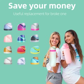 Replacement Lid for Owala Freesip Denim, One Button Top Replacement, Leakproof BPA-Free Sports Water Bottle Cap Replacement Compatible with Owala 24oz 32oz 40oz 16oz (Blue Pink)