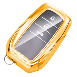 WORCAS Funda de TPU suave para llavero compatible con Toyota 2019 Land Cruiser, 2021 Venza, 2021 RAV4 Prime, Fortune, 2 3 4 5 botones de entrada sin llave inteligente (dorado)