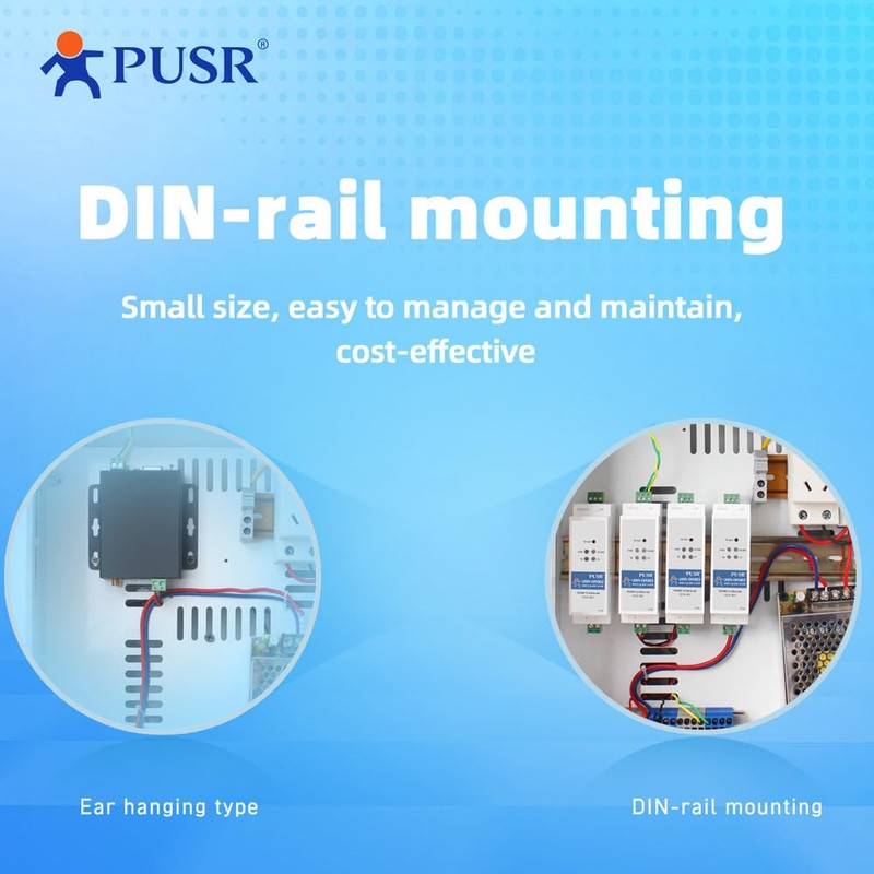PUSR Din Rail RS485 to Ethernet Converter Modbus RTU to
