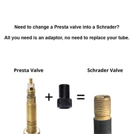 Presta to Schrader Valve Adapter for Bike, Inflate Presta Valve Tire with Air Compressor or Regular Bike Pump - 6 Pieces, Multiple Color Options (Black)