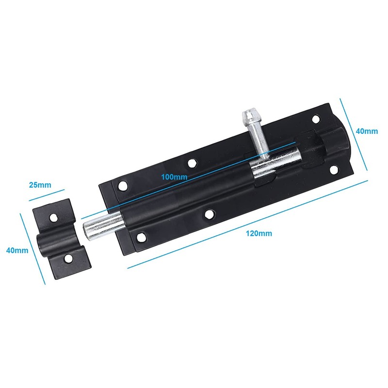TERF® Heavy Duty Tower Door Bolt Barrel Slide Lock Black
