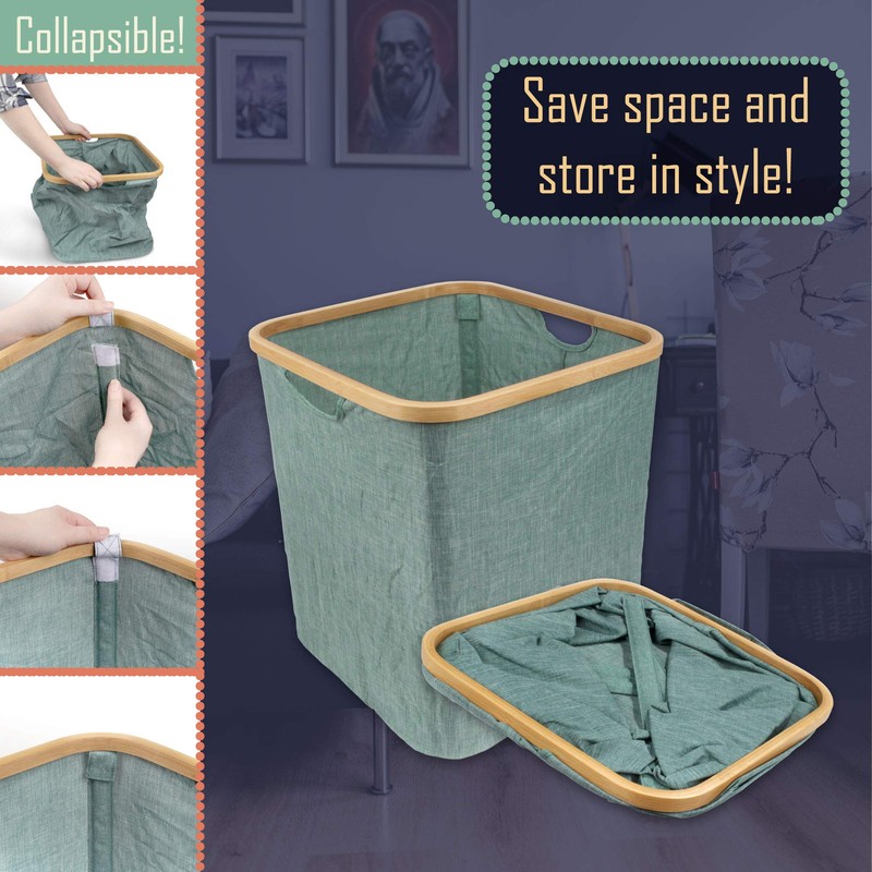 Foldable Bamboo Laundry Hamper without Lid - Decor Essentials for