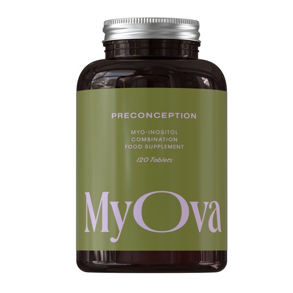 MyOva Preconception - Fertility Boosting PCOS Supplement - 30-Day Supply - 2000mg Myo-Inositol & 400ug Folate for PCOS Support - Prenatal Vitamins for Women, Inositol Tablets – UK Manufactured