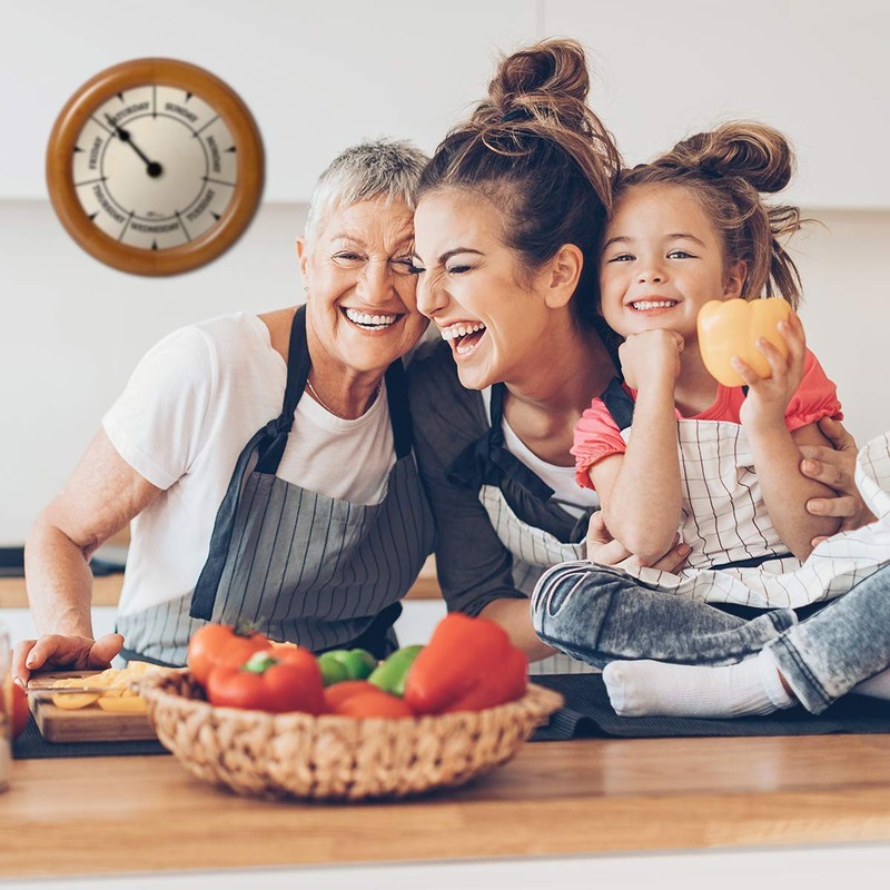DayClocks Classic Week-Day Wall Clock with Solid Wood-Round Frame –