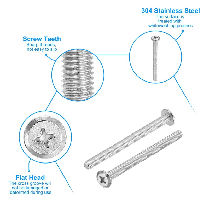 PATIKIL Round Head Screws 8pcs M6-1 x 80mm 304 Stainless