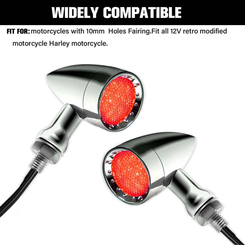 2pcs Chrome 15 LED Motorcycle Stop Brake Running Turn Signal