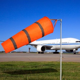 2PCS Windsock Wind Measurement Sock, 30 Inch Orange Airport Windsock with Reflective Belt 2 PCS Outdoor Wind Measurement Sock Bags + 5PCS Dual Swivel Clips for Wind Direction Measurement