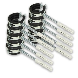 10 x Pipe Clamp [20-23 mm] + 10 x Dowels + 10 x Hanger Bolts