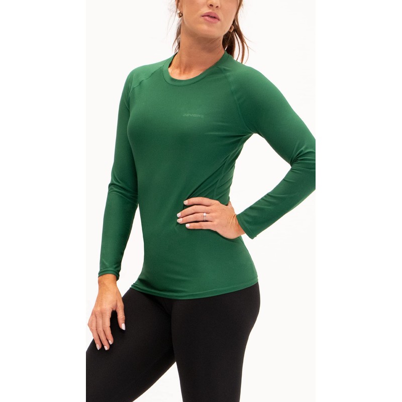 DEVOPS Women's Compression Long Sleeve Athletic Shirts (Medium, Black/Charcoal/Green)