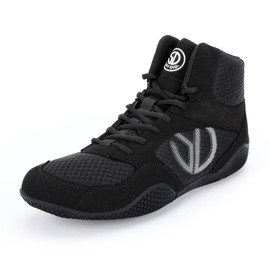 Men's Wrestling Shoes with Lightweight,Sdtdid Boxing Shoes Made of Micro Suede for Gym,Powerlifting,Bodybuilding,Training Etc. Black
