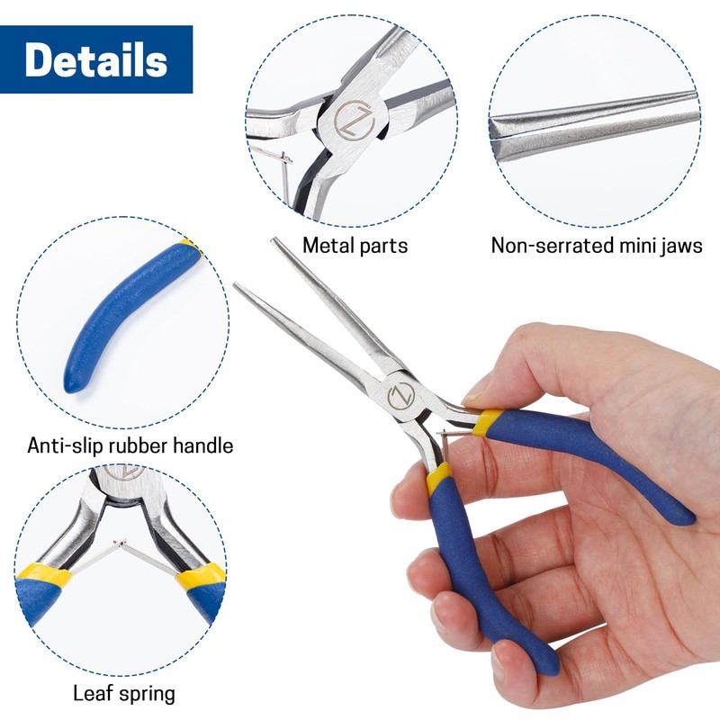 VISEMAN 6" Mini Needle Nose Pliers with Comfort Grip Handles,