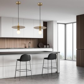 BYOLIIMA Modern Pendant Lighting Gold Farmhouse Pendant Light 11.81" Brushed Brass Dome Industrial Mid Century Knurled Texture Hanging Lamp Ceiling Light Fixture Kitchen Island Dinning Room Bedroom