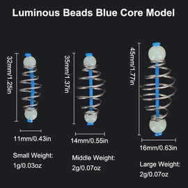 10Pcs Fishing Feeder, Cage Feeder Fishing Method Feeders Luminous Fishing Quick Release Method Feeder and Moulds for Carp Fishing, Large - Luminous Beads Blue Core