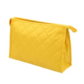Premium Large Quilted Cosmetic Travel Makeup Bag Pouch Organizer, Yellow