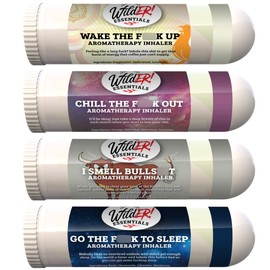 Wilder Essentials 4 Pack Gift Set of Aromatherapy Nasal Inhalers Made with 100% Natural Essential Oils for Hilarious and Effective Help with Your Day