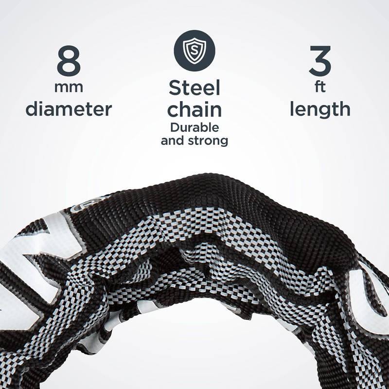 Schwinn Reflective Chain Key Lock for Bike, 3 feet x