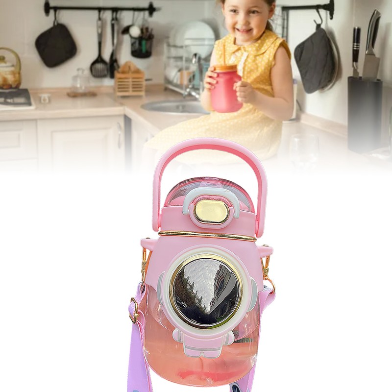 Kids Straw Water Bottle Creative Cute Large Capacity Girls Portable