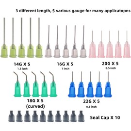 25 Pack 1ml, 3ml, 5ml, 10ml, 20ml Measuring Dispenser with 14ga, 16ga, 18ga, 20ga, 22ga Dispensing Accessories and Caps, for Measuring and Refilling, Glue Applicator or Oil
