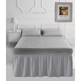 16" Extra Deep Frilled Base Valance Sheets Plain Dyed Easy Care Percale Polycotton Bed Sheets Silver Double