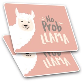 Rectangle Stickers(Set of 2) 7.5cm - No Prob Llama Funny Quote Alpaca Laptop Tablet Luggage Scrapbook #16750