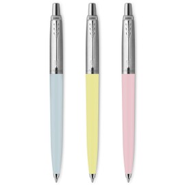 Parker Jotter Originals Ballpoint Pen Pastel Collection | Blue, Yellow & Pink 50s Finishes | Medium Point | Blue Ink | 3 Count