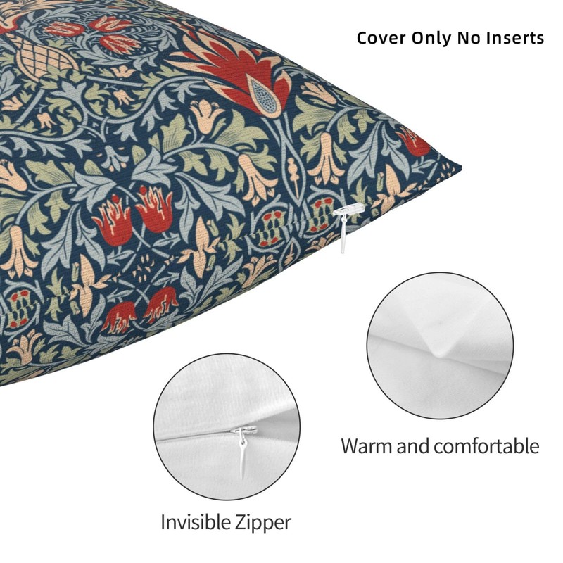 Keebik William Morris Pattern Throw Pillow Covers Decorative Outdoor Soft