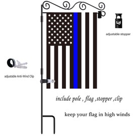 Akeydeco Garden Flag Stand-Holder-Pole with Garden Flag Stopper and Anti-Wind Clip 36.3" H x 16.5" W Powder-Coated Waterproof Paint Keep Your Flags from Flying Away in High Winds