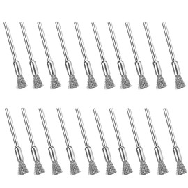 20 PCS Steel Brush Set 3*5mm Mini Polishing Steel Wire Brush Pen Type Stainless Steel Wire Wheel Drill Wire Brushes for Rotary Tool Cleaning Grinding Polishing