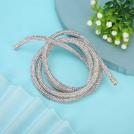 Rhinestone Ribbon Wedding Dress Round Lace Doilies DIY Clothes Sewing Accessories Trim Embellishments Rose Hessian Ribbon Rhinestones (White)