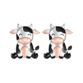 Cute Cow Stud Earrings for Women Milk Cow Dairy Cattle Animal Stud Earrings for Milk Lover-Sit Cow