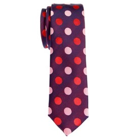 (リトリーズ) RETREEZ 2色 水玉 織布 マイクロファイバー スキニー ネクタイ - ダークパープル&ピンク&レッド