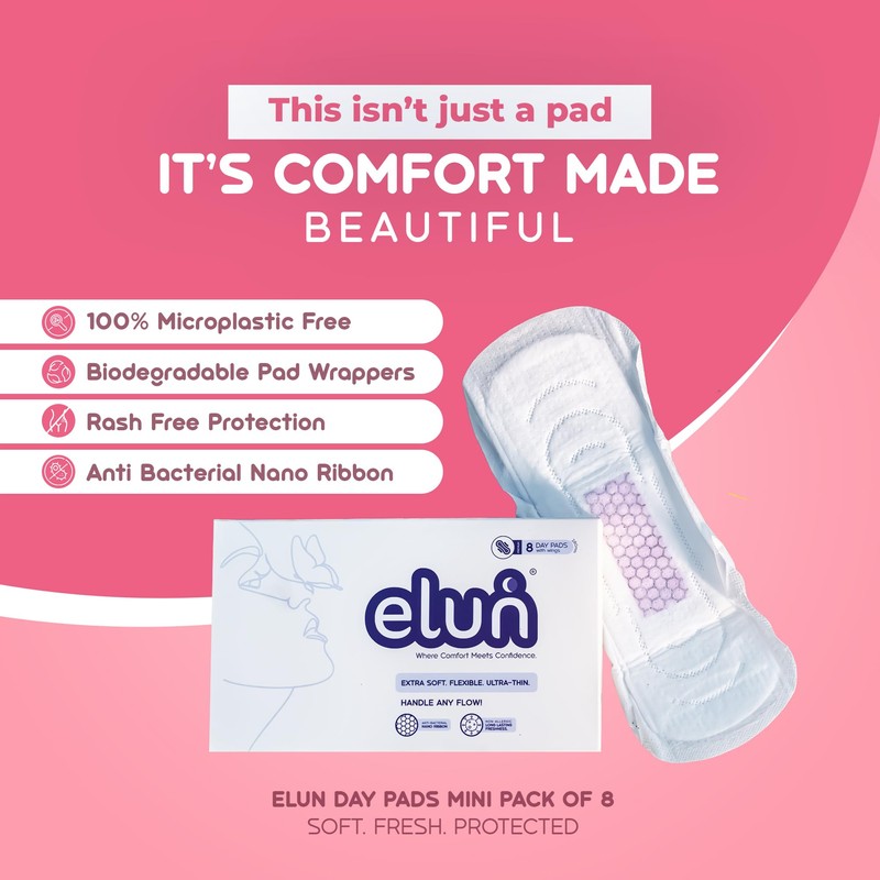 Elun Sanitary Pads | Anti-Bacterial Nano Ribbon | 8 Day