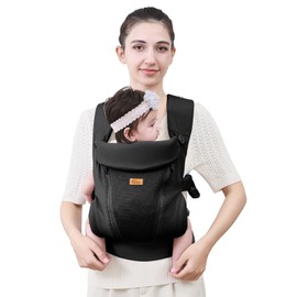 CUBY Baby Sling, Newborn Baby Carrier, 3-Way Waist Support, Lightweight, Breathable, For Mom and Dad (Black)